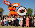 The 'Orange Power Bunny,' a take off of the Energizer Bunny in keeping with the parade theme, 'Forever Orange'.
